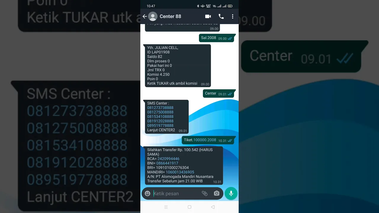 
          
          
          
            
            Cara transaksi pulsa lewat whatsapp dan sms aplikasi lapan lapan
          
        . 