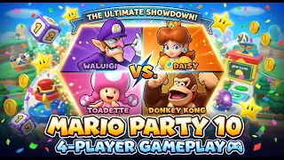 Waluigi vs Daisy vs DK vs Toadette - Mario Party 10 Gameplay