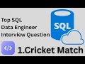 Cricket Match SQL Data Engineer Interview Question with Answer Walmart
