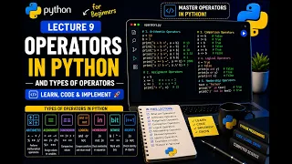Lecture 9 Python Operators Code examples Arithmetic Assignment Comparison Logical More