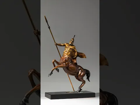 Handmade Brass Centaur Warrior Statue with Spear Exclusive Centaur Soldier Figure Luxury Brass Art