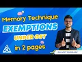 Exemptions - Memory Technique Entire chapter in 2 pages CA Amit Mahajan