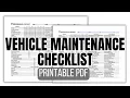 Vehicle Maintenance Checklist Printable PDF