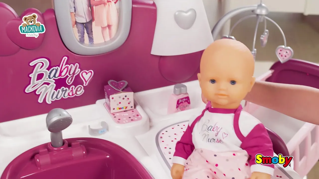 Domčeky pre bábiky sety - Set prebaľovací kufrík s postieľkou a stoličkou Natur Baby Nurse Smoby - 4