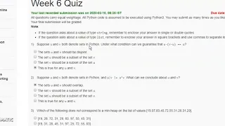 Week 6 Quiz Programming Data Structures and Algorithms using Python 2020