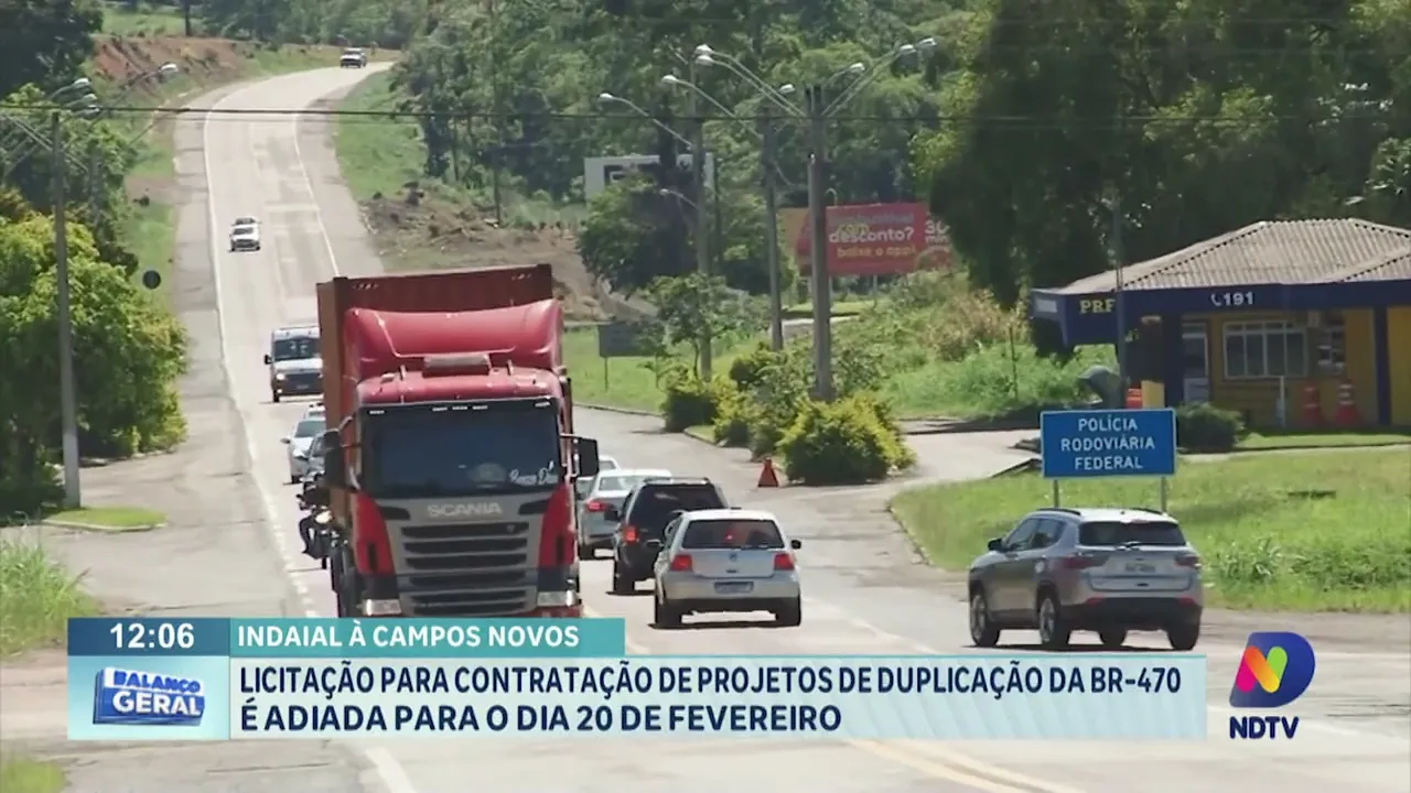 Licitação para projetos de duplicação da BR-470 entre Indaial e Campos Novos é adiada
