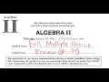 Algebra II 2 Regents Review January 2023 Part A