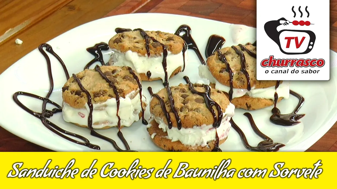 RECEITA DE SANDUÍCHE DE COOKIES DE BAUNILHA COM SORVETE TVCHURRASCO