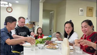 Vlog 3259 ll BỮA ĂN HÔM NAY VUI THÔI RỒI LUÔN- MỰC MANG TỪ VIỆT NAM SANG MỸ CUỐN BÁNH TRÁNG