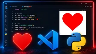 Python Heart Animation Using Turtle Visual Studio Code