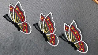 Hand Embroidery For Beginners - Butterfly Embroidery - Insect Embroidery - Handkerchief Embroidery