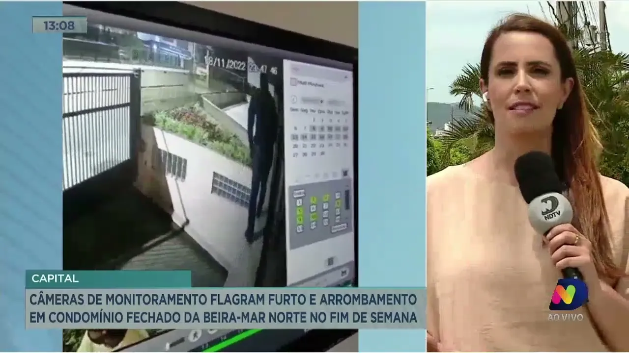 Câmeras de vídeo-monitoramento flagram furto em condomínio de luxo no fim de semana
