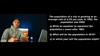 MCR3U - Exponential Growth of Population Word Problem Grade 11 Functions