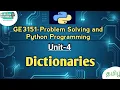 Dictionaries in Problem Solving and Python Programming tamil GE3151 Python PSPP