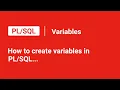 Introduction to PL SQL Variables