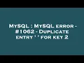 MySQL MySQL error -