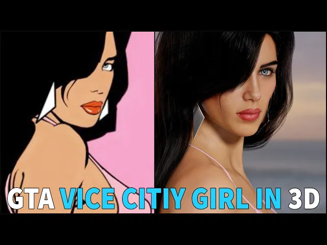 3D Model of GTA Vice City Loading Screen Girl (Real Time) - Next Gen Graphics