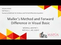 Muller s Method and Forward Differentiation in Visual Basic