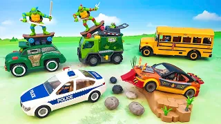 Ninja Turtles VS Rocksteady. Paw Patrol Police Chase and Marshall rush to the rescue! | Nickelodeon