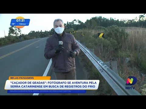 "Caçador de geadas": fotógrafo se aventura pela Serra Catarinense em busca de registros do frio