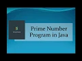 Java Program to Check Prime Number Prime Number Program in Java