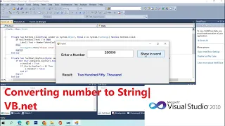 VB net Converting number to string Using Visual Studio 2010 With Codes For Beginners
