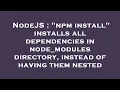 NodeJS npm install installs all dependencies in node - modules directory instead of having them n