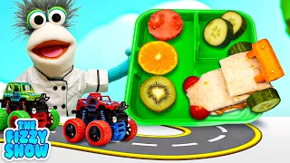 Fizzy Packs A Monster Trucks Themed Lunch Box! | The Fizzy Show Videos