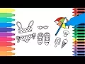 How to Draw Summer Accessories for Beach - Coloring Pages Set for Girls