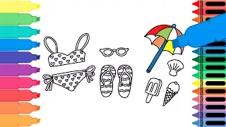 How to Draw Summer Accessories for Beach - Coloring Pages Set for Girls