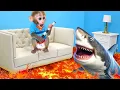 Download Lagu Bebê Macaquinho BonBon Luta Contra Tubarões de Lava Assustadores e Come Melancia-BonBon em português