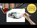 Coloring a Singer Porsche 911 Free Kids Car Coloring Pages Tutorial