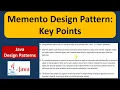 Memento Design Pattern Key Points