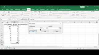 Using Excel Solver to find which numbers add up to a given sum - Excel Cell by Cell