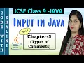 Comments in Java Chapter 5 Input in Java ICSE Computer application with BlueJ
