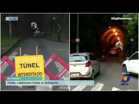 Túnel na Ponta Aguda em Blumenau é liberado para o trânsito nesta terça-feira