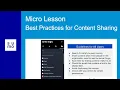 Microlesson Best Practices for Content Sharing