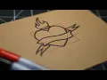 How to draw a Basic Traditional Tattoo Sacred Heart with Ribbon