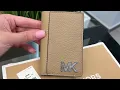 MICHAEL KORS Hudson Pebbled Leather Card Case camel