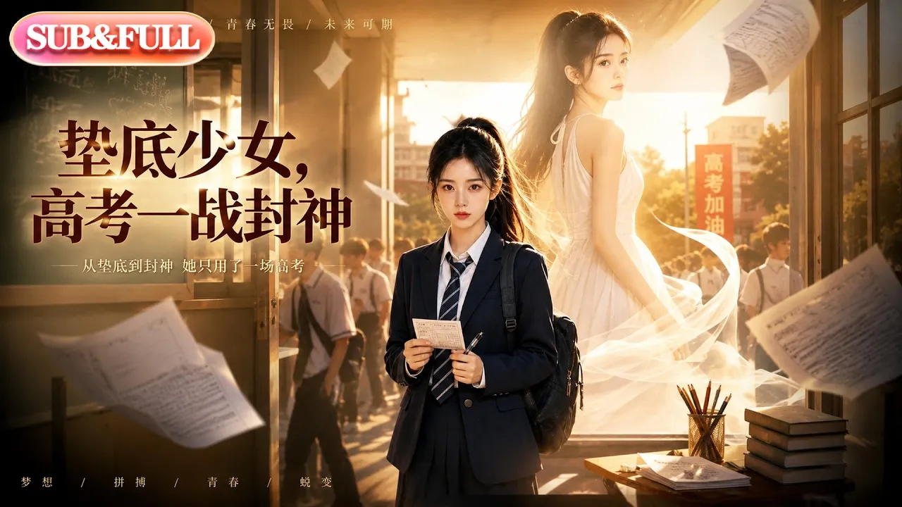 【全集FULL】《垫底少女，高考一战封神》| AI短剧 | ENG SUB #薄荷听书 #cdrama #latest #热门短剧 #都市 #重生 #逆袭 #现代 #甜宠 poster