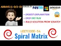 Spiral Matrix Leetcode-54 Amazon Microsoft Paytm Explanation Live Coding