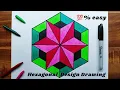 Hexagon Design Drawing - How To Draw Geometrical Design Drawing In Hexagon-Geometric Star Drawing