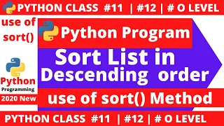 python list program sort list in descending order sort method in python