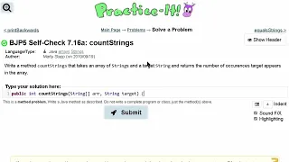 Java Practice It Self-Check 7 16a countStrings arrays syntax array basics