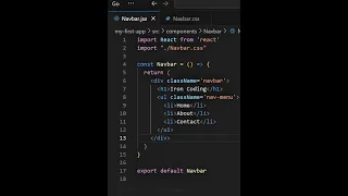 Day 50 React js component s Navbar jsx and Navbar css