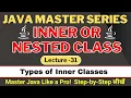 Inner or Nested Class in Java Types of Inner Class in Java Java Tutorial Tpoint Tech