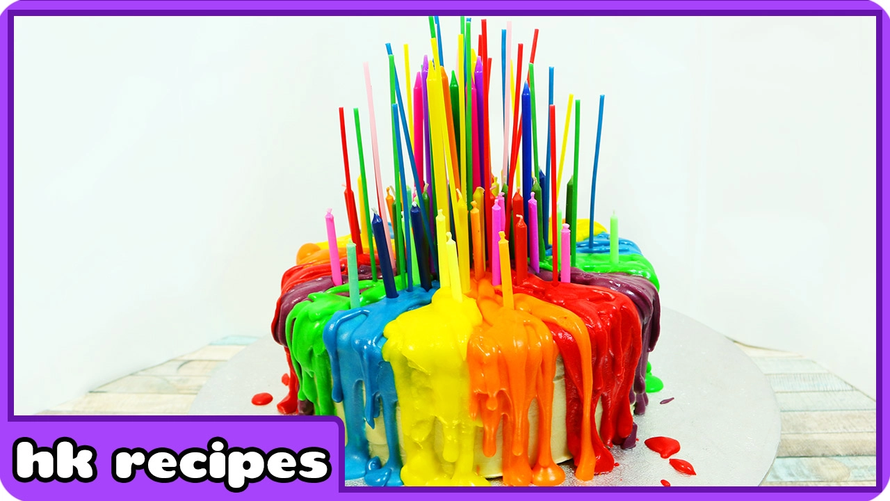 Rainbow Cake with Melting Candles Tutorial   Birthday Cake Decorating Tips by Hoopla Recipes