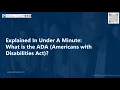 Explained In Under a Minute What is the ADA Americans with Disabilities Act