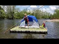 Download Lagu Floating River on Inflatable Dock - Fishing Catch Cook Camp