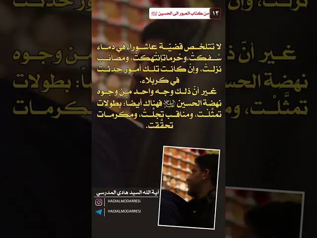⁣العبور الى الحسين عليه السلام (12) قضية عاشوراء.  #السيد_هادي_المدرسي #كربلاء_المقدسة